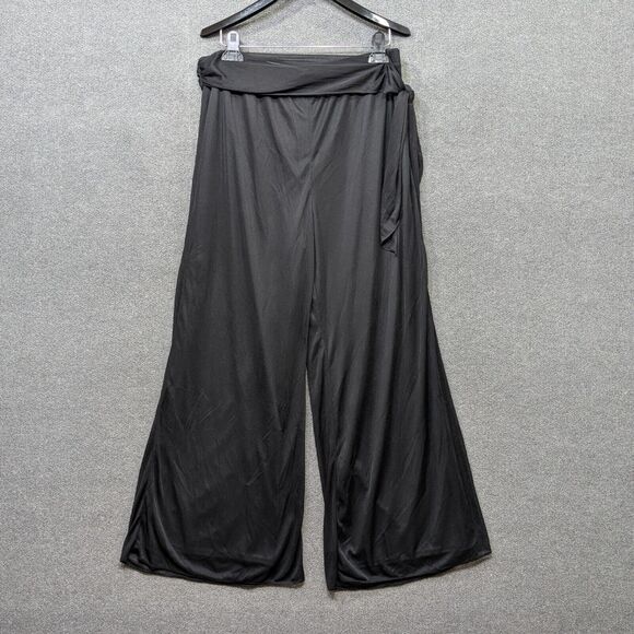 The Pyramid Collection Palazzo Pants Womens Large Wide Leg Flare Belted Flowy - Picture 1 of 12